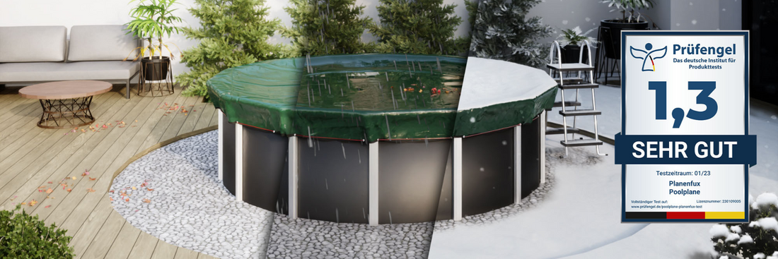 Pool mit einer Abdeckung die ihn vor Regen schützt