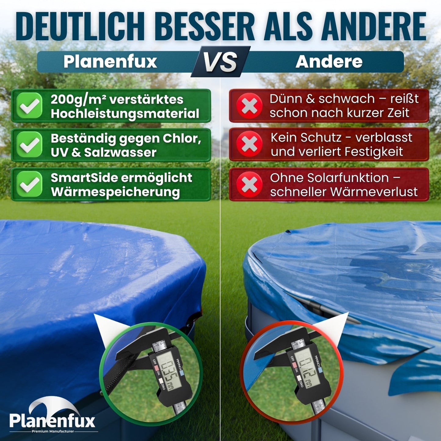 Poolabdeckung rund Ø340 - 820cm Planenfux