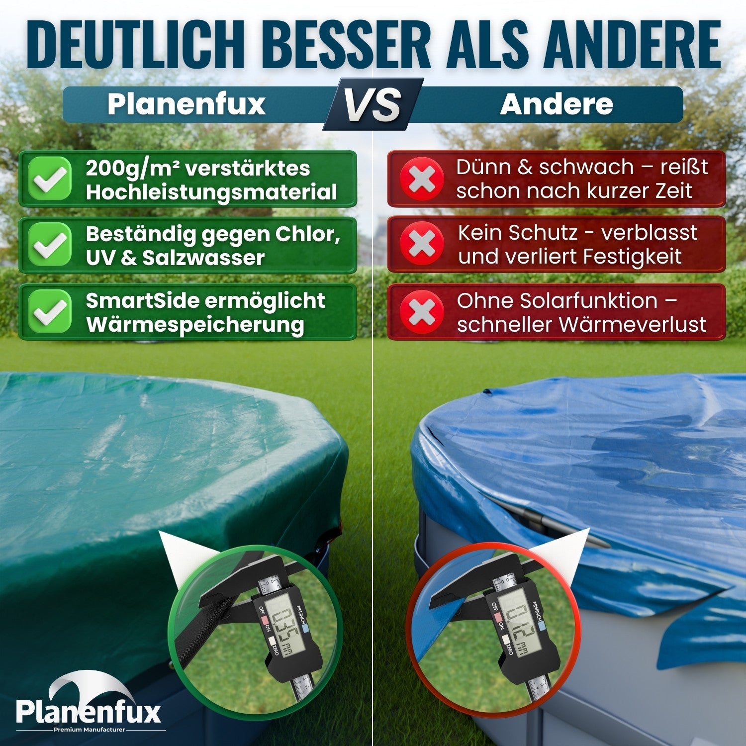 Poolabdeckung rund Ø340 - 820cm  Planenfux