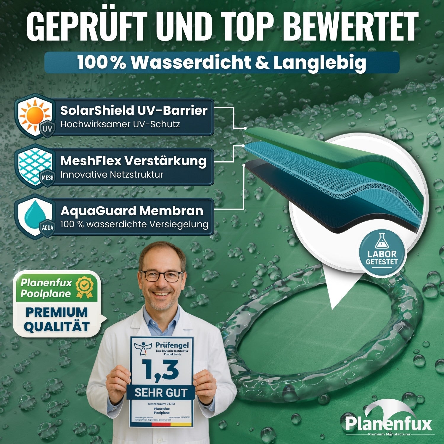 Poolabdeckung rund Ø340 - 820cm  Planenfux