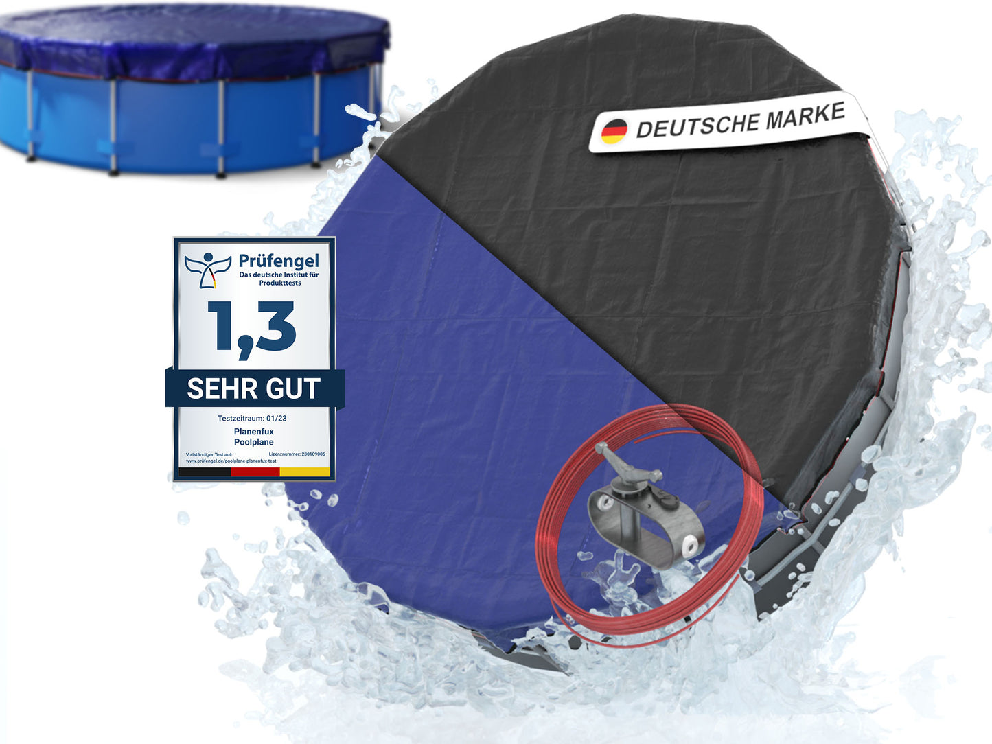 Poolabdeckung rund - blau - Ø340 - 820cm Planenfux