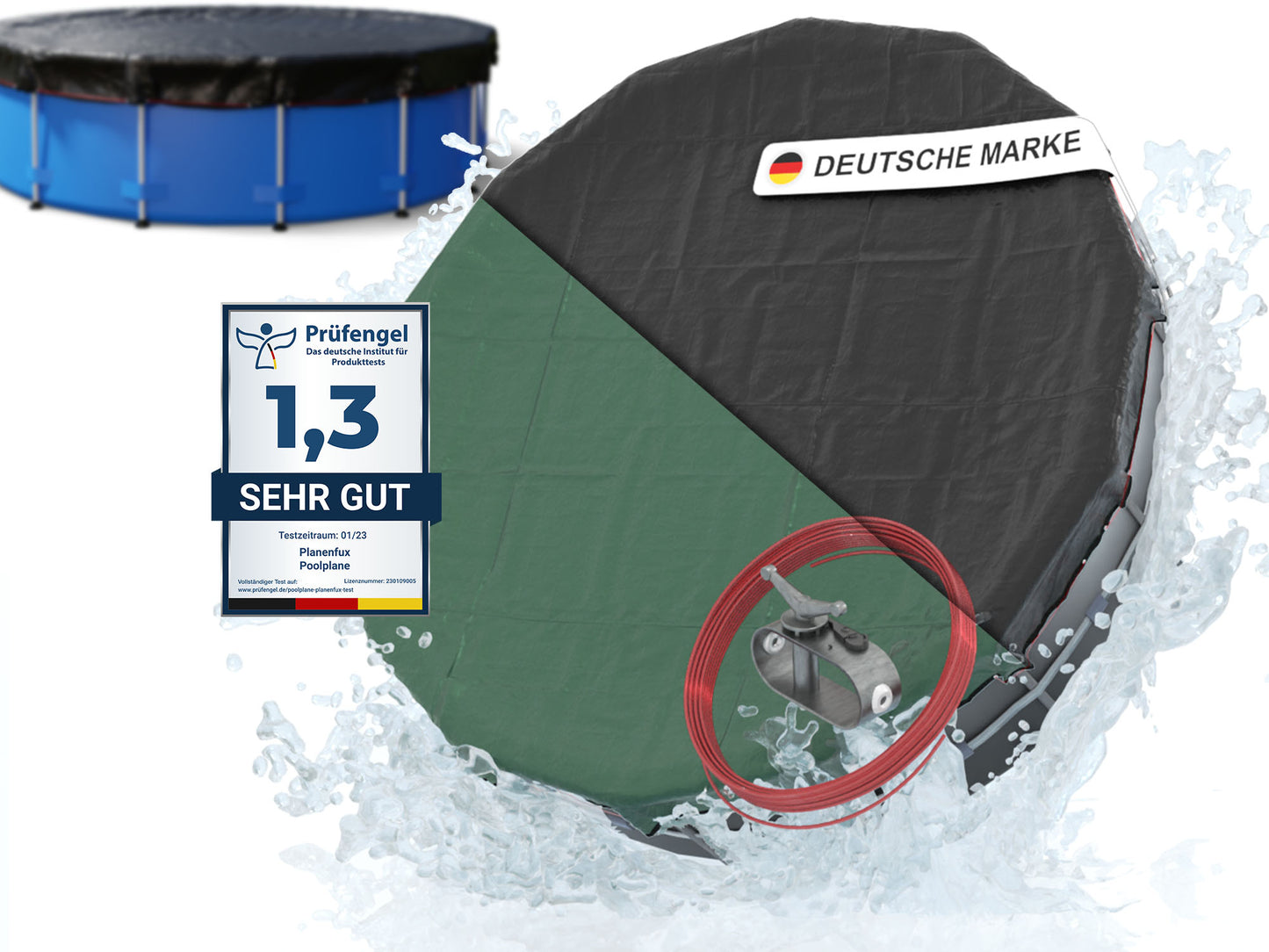 Poolabdeckung rund - grün - Ø340 - 820cm Planenfux