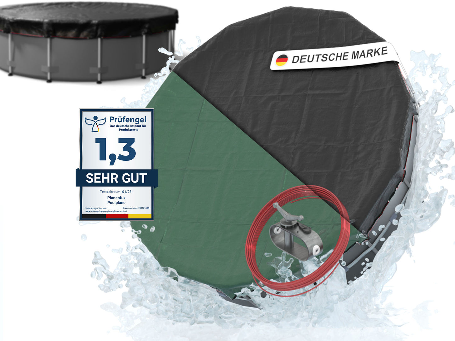 Poolabdeckung rund - grün - Ø340 - 820cm Planenfux