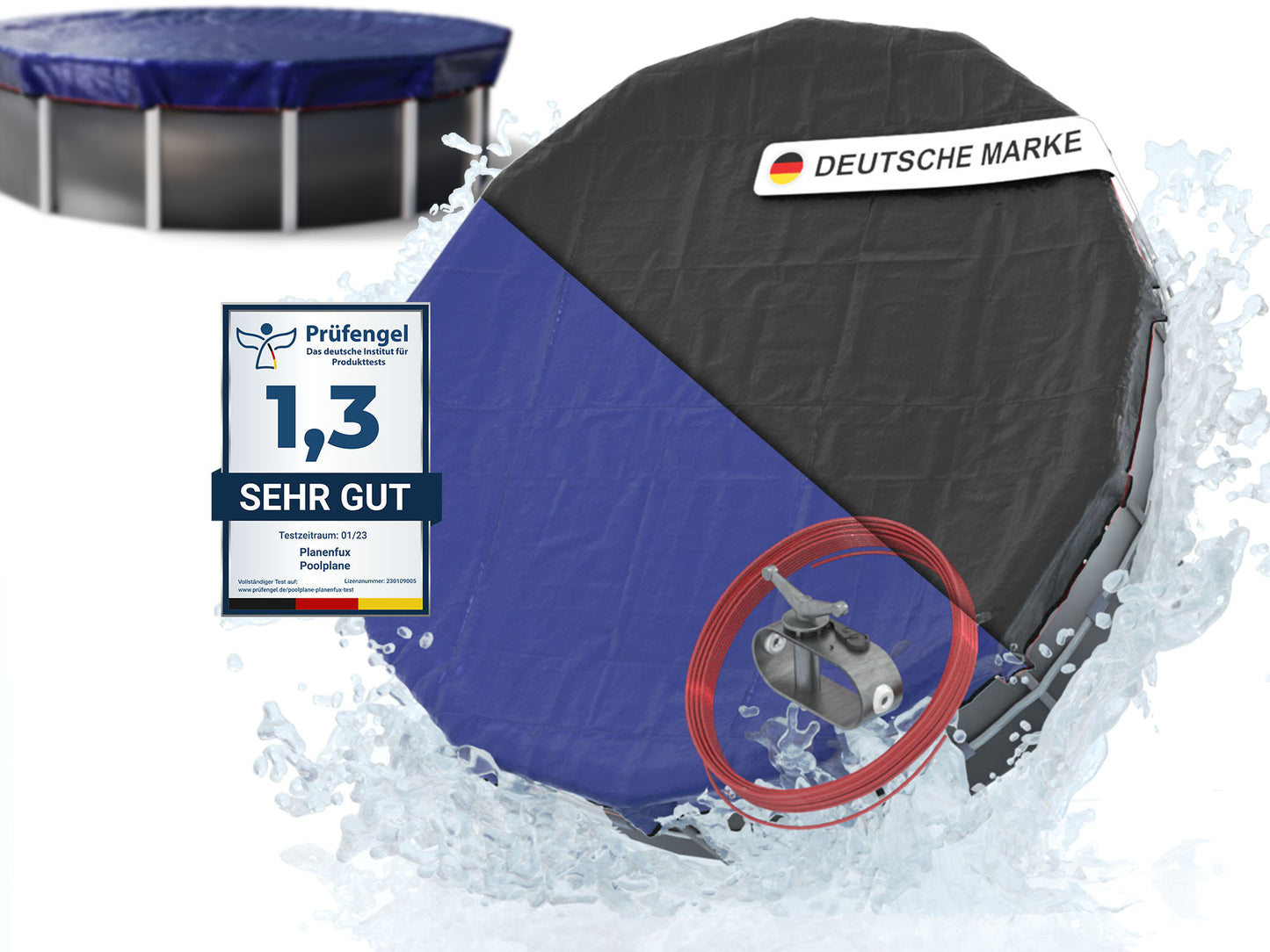 Poolabdeckung rund - blau - Ø340 - 820cm Planenfux
