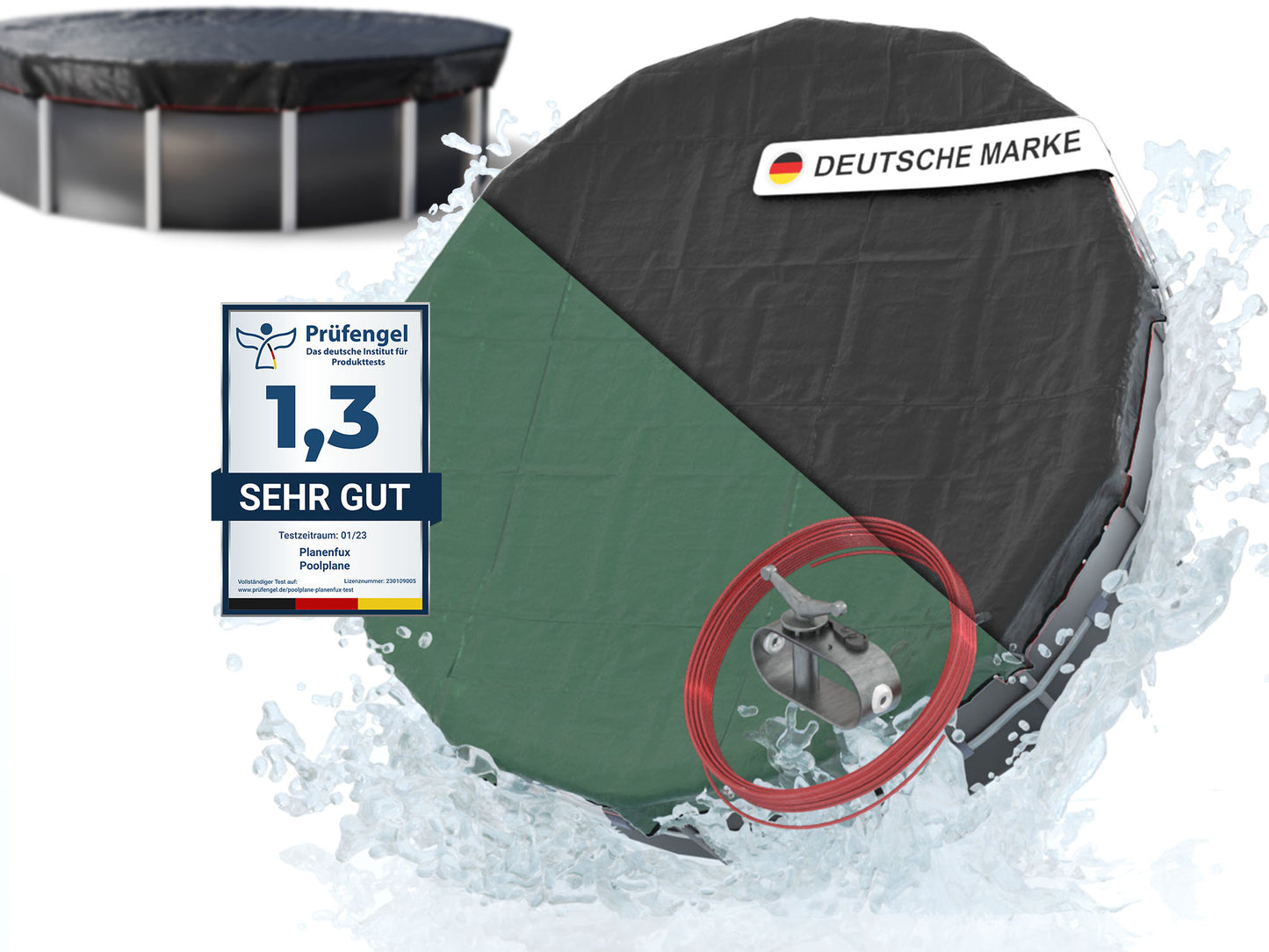 Poolabdeckung rund - grün - Ø340 - 820cm Planenfux