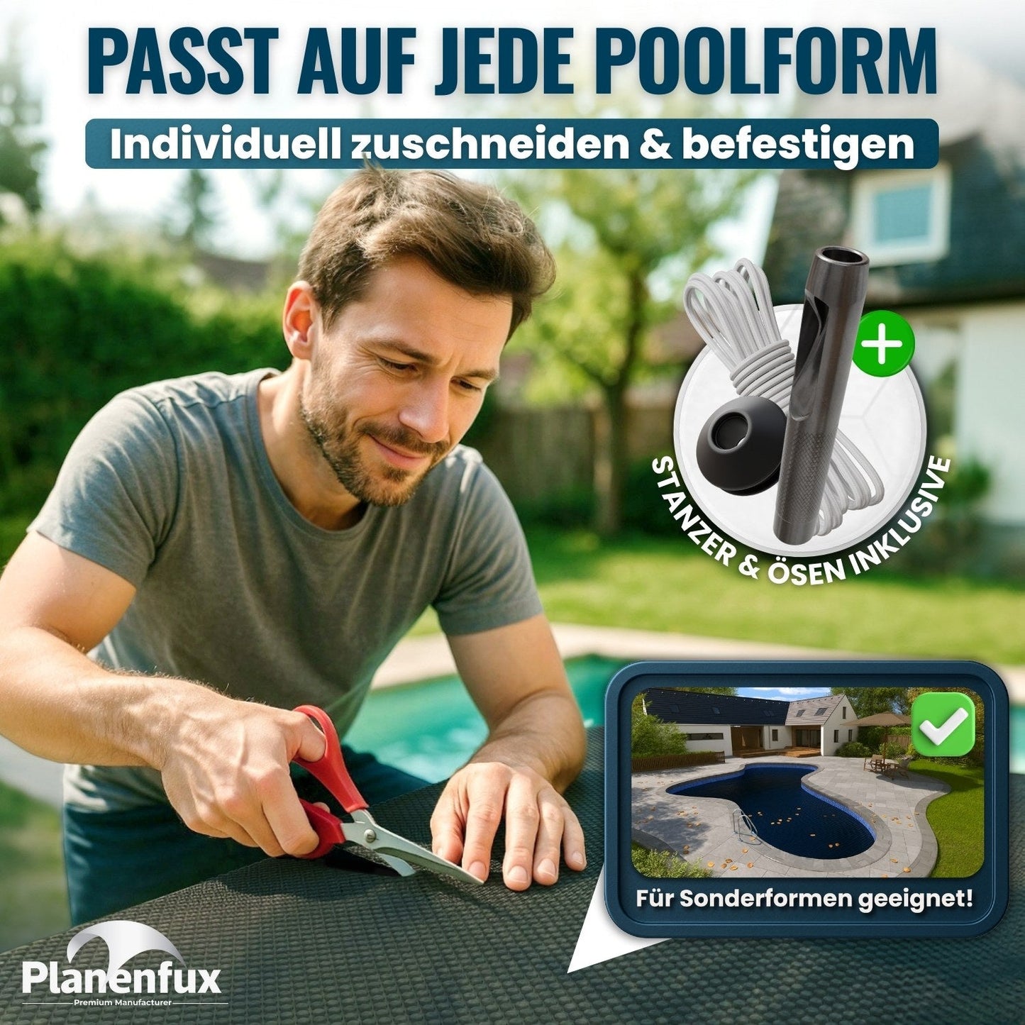 Solarplane Schwarz rund Planenfux