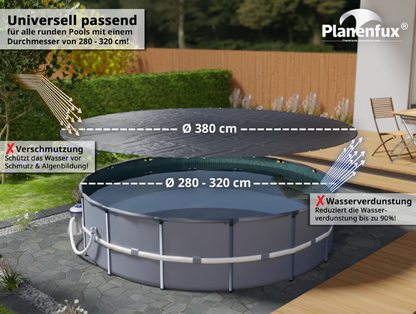 Poolabdeckung rund - grün - Ø340 - 820cm  Planenfux