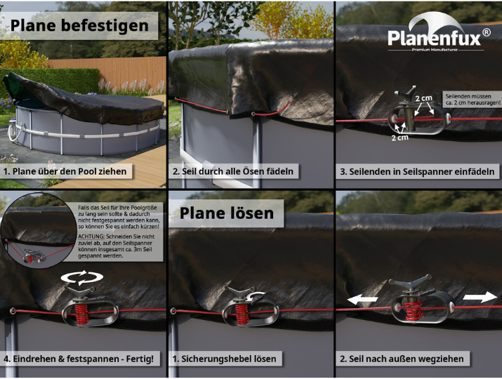 Poolabdeckung rund - grün - Ø340 - 820cm  Planenfux