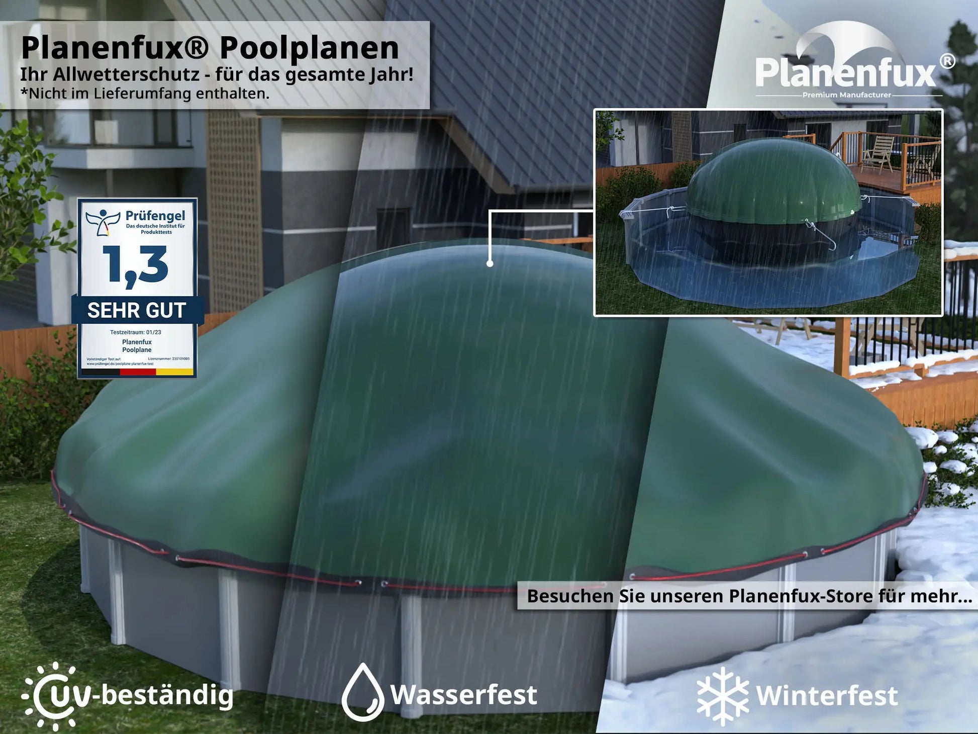 Wasserfest, UV beständig, Winterfest. Prüfengel gestestet Sehr gut