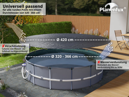 Poolabdeckung rund - blau - Ø340 - 820cm  Planenfux