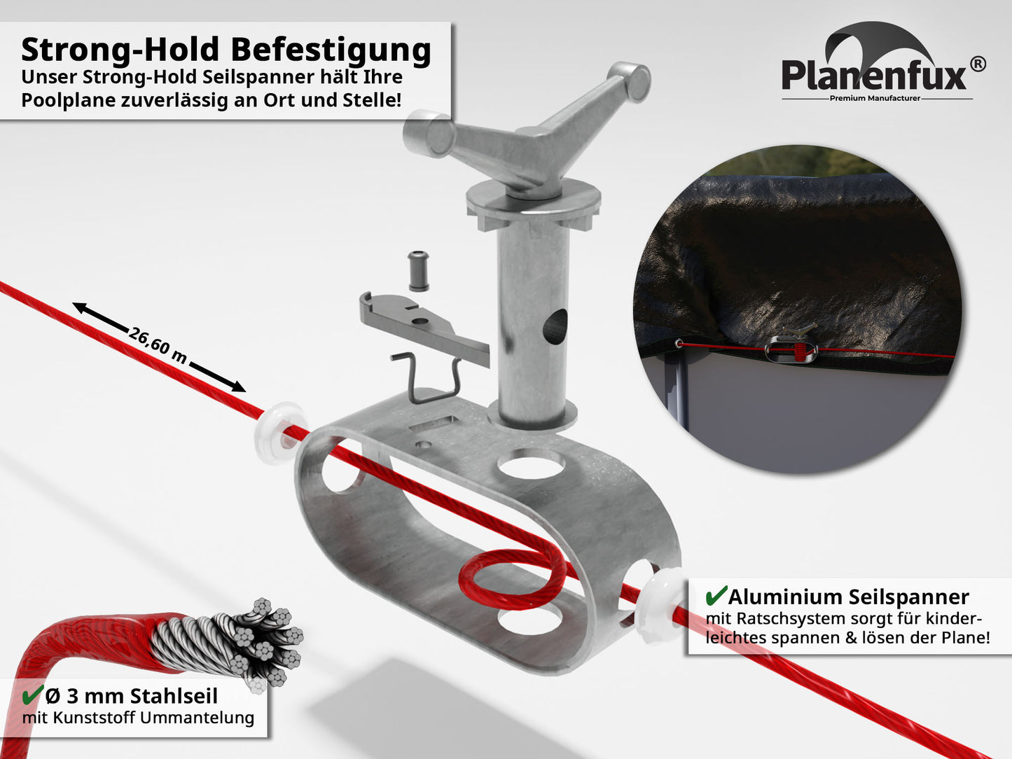 Poolabdeckung rund - grün - Ø340 - 820cm  Planenfux