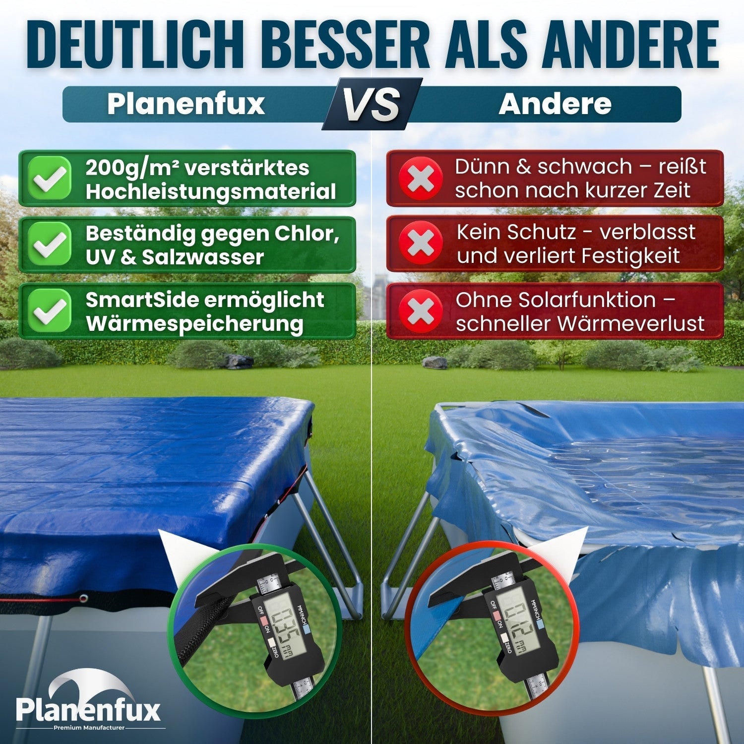 Poolabdeckung rechteckig - blau Planenfux