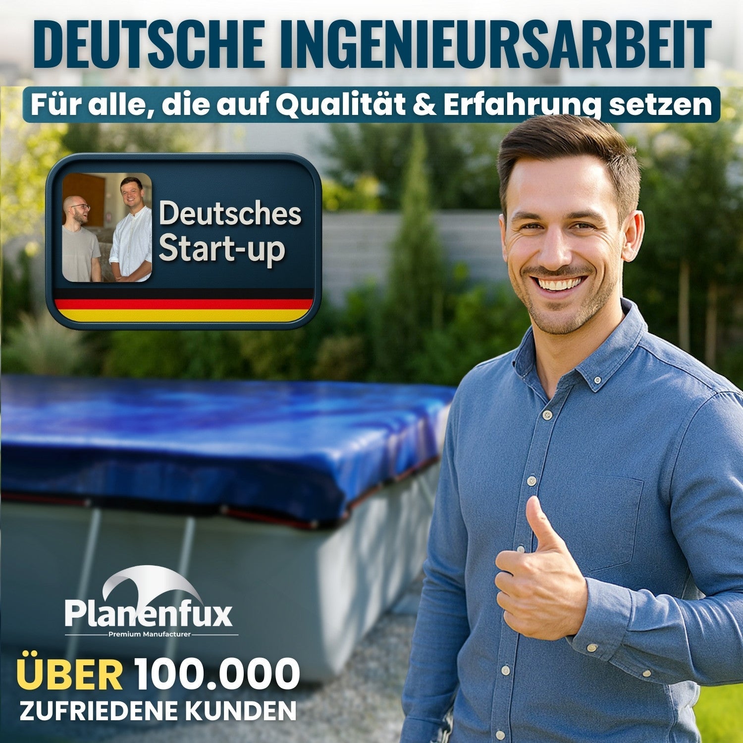 Poolabdeckung rechteckig - blau Planenfux