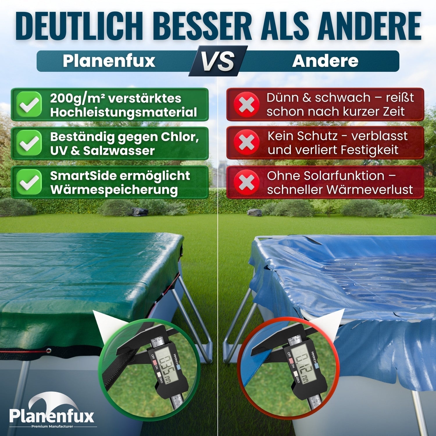 Poolabdeckung rechteckig - grün Planenfux