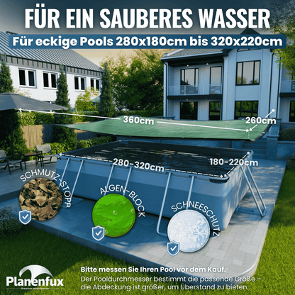 Poolabdeckung rechteckig - grün Planenfux