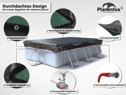 Poolabdeckung rechteckig - grün Planenfux