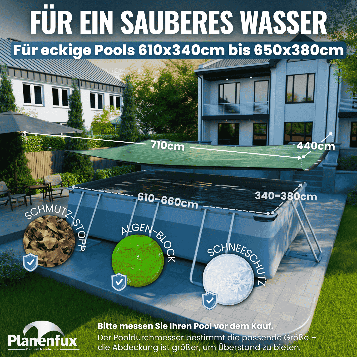 Poolabdeckung rechteckig - grün Planenfux