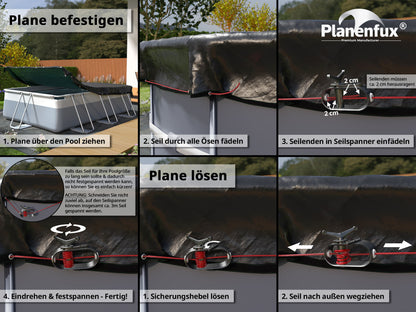 Poolabdeckung rechteckig - grün Planenfux